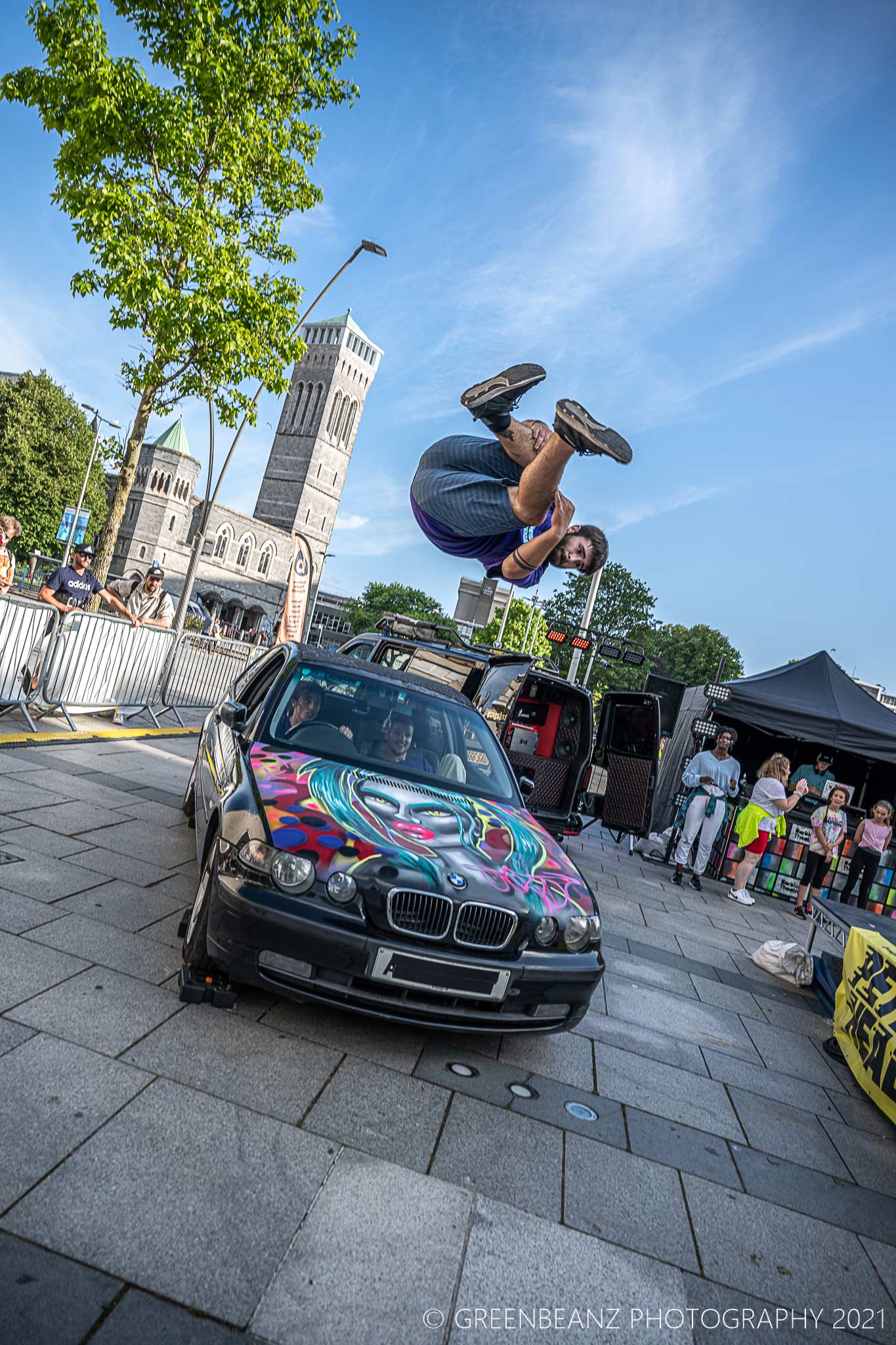 Plymouth Parkour somersault over car in 2021