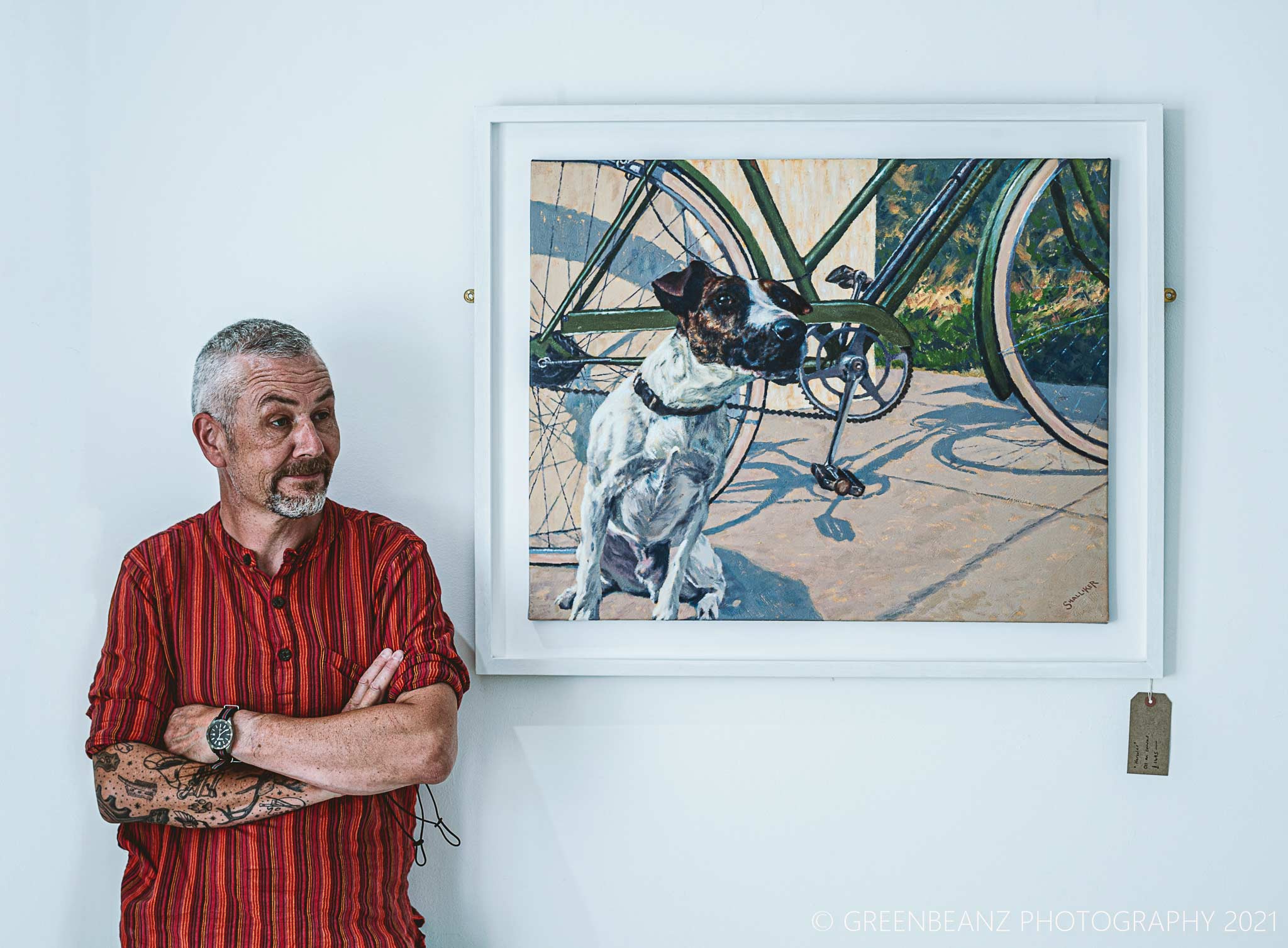 Ian Shalliker with his painting 'Hercules'