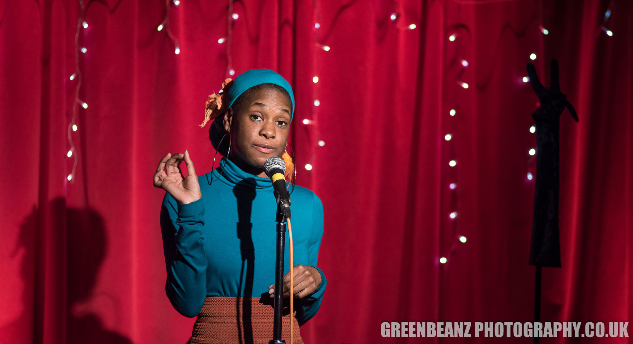 London born Barbadian raised Birdspeed performing her poetry in Plymouth