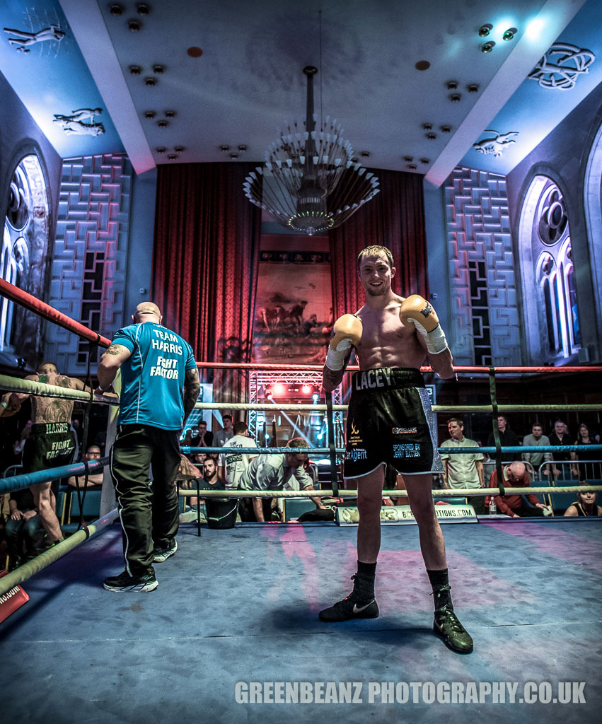 UK Boxer Des Newton gloves up at Plymouth Guildhall