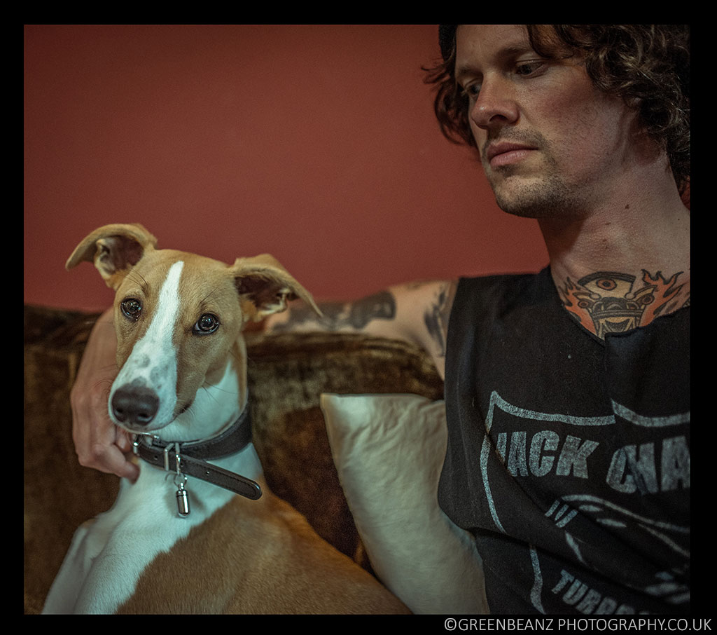 Crazy Arm guitarist Johhny Rad with his dog Buddy