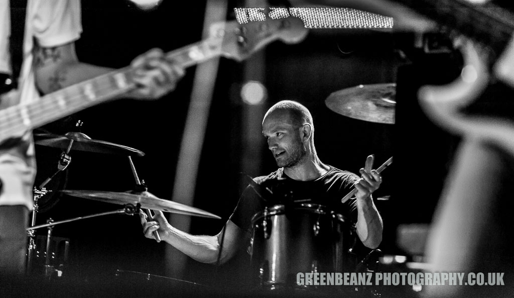 UK Rock drummer photographed in Plymouth playing for Tripper