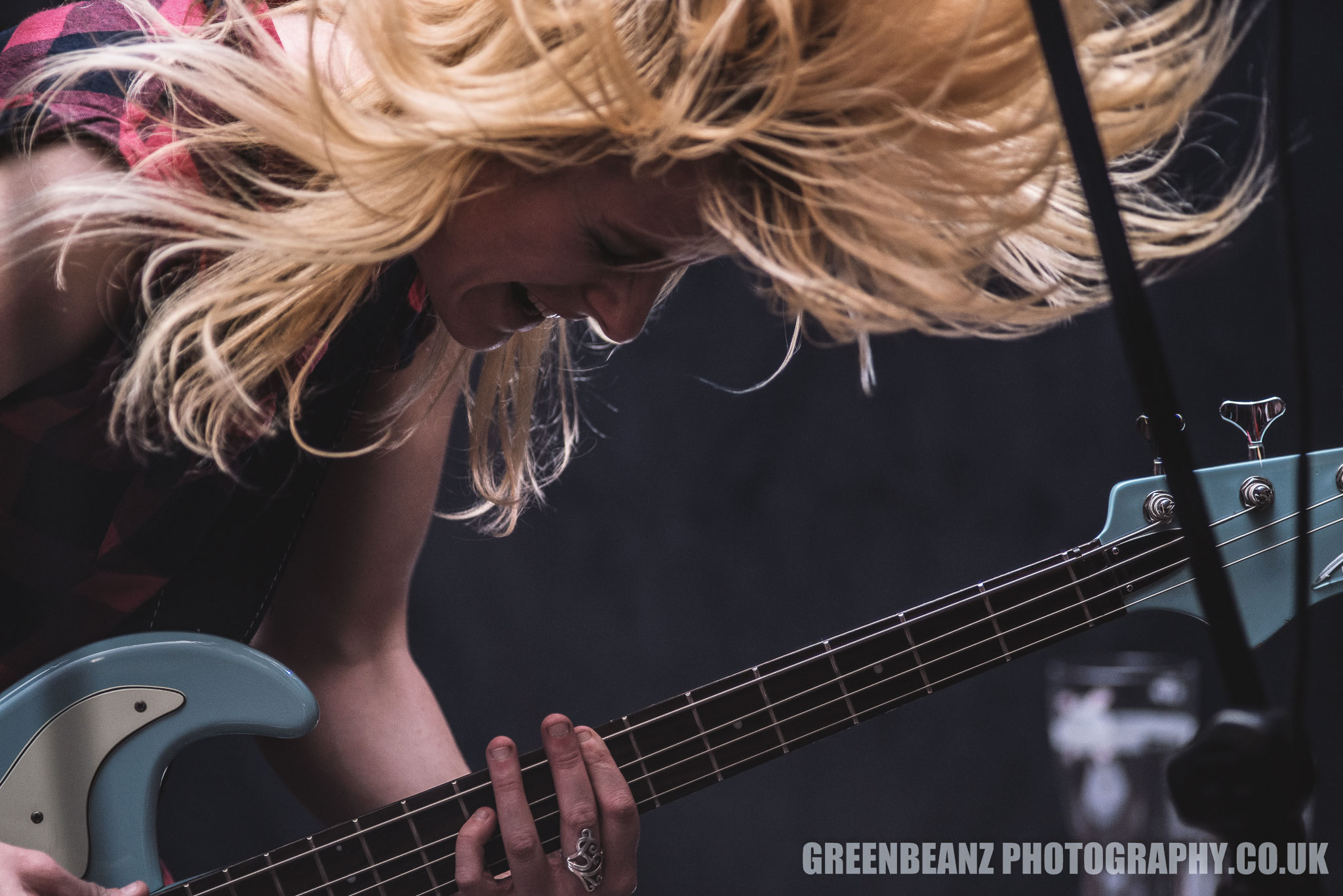 Bass Player Balls Beserko of Cornish Punk Band 'Bastard' playing at Plymouth Punx Picnic 2017 on the final day at Thsitle Park. 