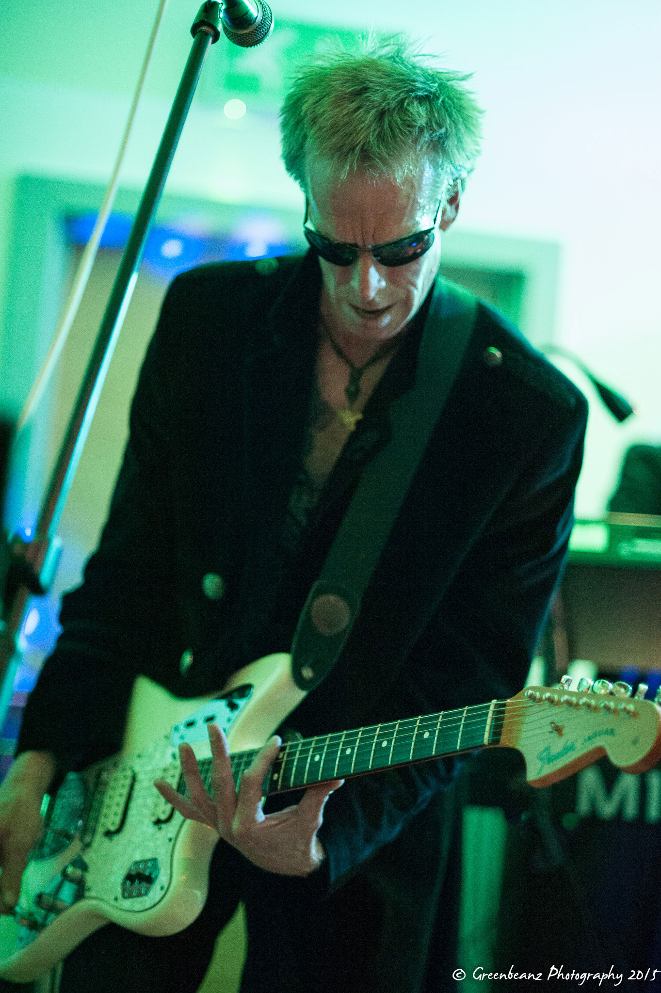 Plymouth Music Photographers Image of Live Gig showing Goth guitarist Ian Cooke at the Looe Music Festival 