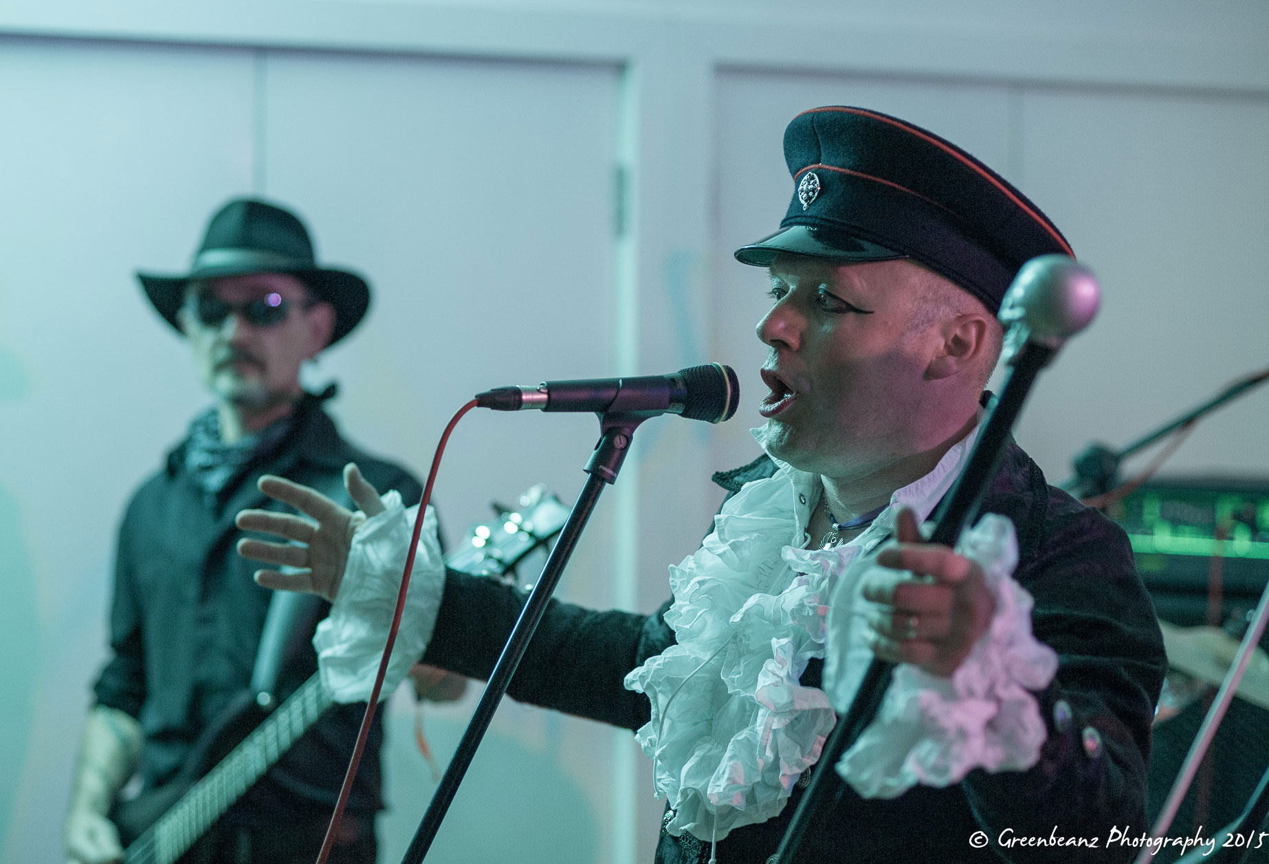 Plymouth Music Photographers Image of Live Gig showing Goth singer at the Looe Music Festival 