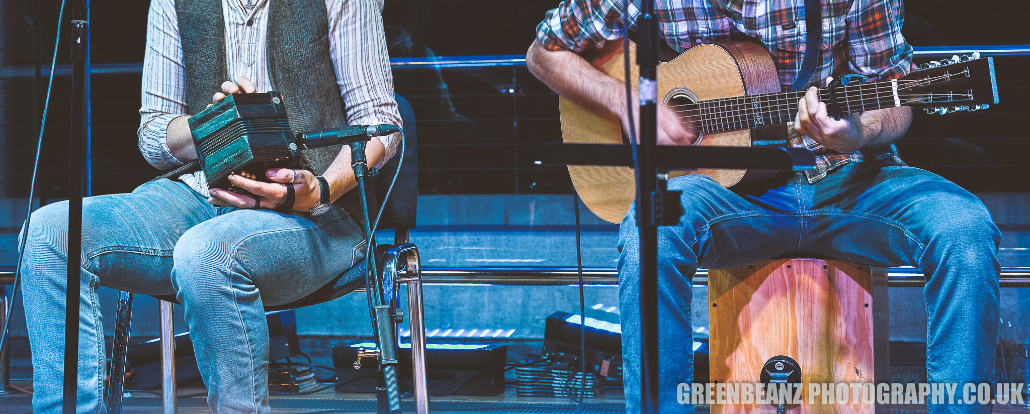 Jake on concertina and Jeremy on guitar at their Calstock arts gig in June 2019